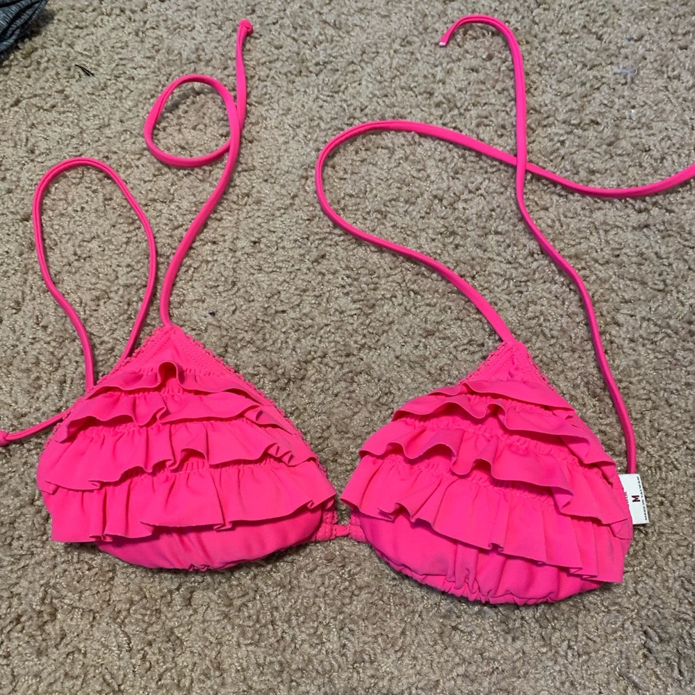 Hot Pink Ruffle Bikini Top - Picture 1 of 2